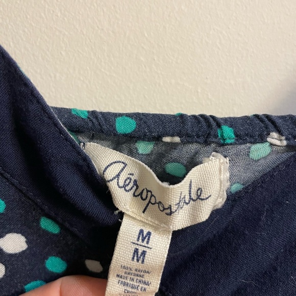 Aeropostale Polka Dot Dress with Belt (navy and teal) - Picture 4 of 8